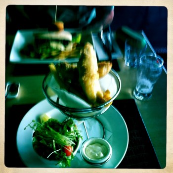 Battered Fish and Chips with Salad