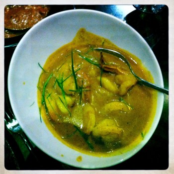 Kapitan Prawns - A rich curry of fresh turmeric, lemon grass. galangal, coconut and ground dried shrimps