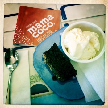 Slice of Chocolate Sultana Brownie with Ice Cream for AU$1.50