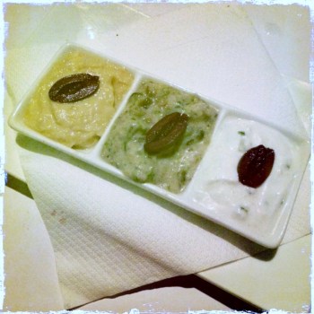 Trio of Dips (Tzatziki, Hommus and Babaganoush) for AU$9.50 (came with sourdough)