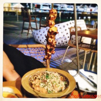 Chargrilled Chicken Shish with Vegetable Cous Cous and Tabouleh for AU$26