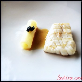 Barramundi and with a Potato Ribbon and Caviar