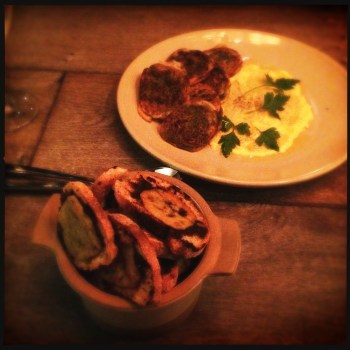 Mousetraps (front) Anchovy Toasts with Egg Yolk (back) both AU$8