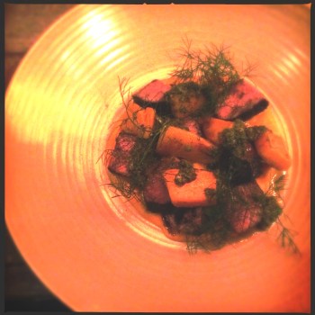 Beef Rump, Wood Roasted Pumpkin, Capers, Pepita, Fennel, Hay Ash for AU$25 