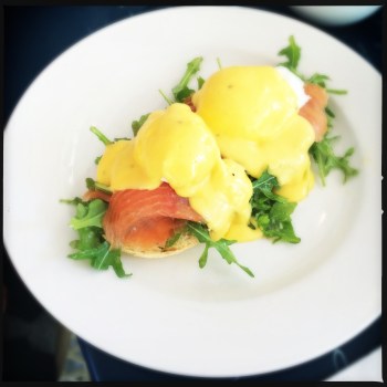 Benny Royale with Poached Eggs, Smoked Salmon, Muffin and Lime Hollandaise for $19