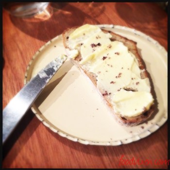 That delicious home made sour dough with butter that took a week to make sprinkled with red sauerkraut salt