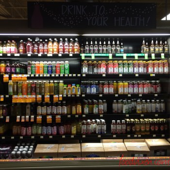 The wall of Kombucha at Whole Foods