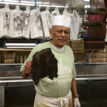 Our Katz server with a big hunk of meat