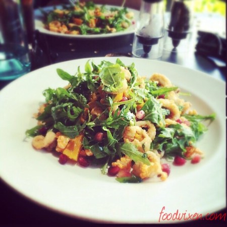An previously posted pic of the Chilli Salt Squid Salad with Roast Pumpkin, Spiced Popcorn, Pomegranate and Rocket ($21)