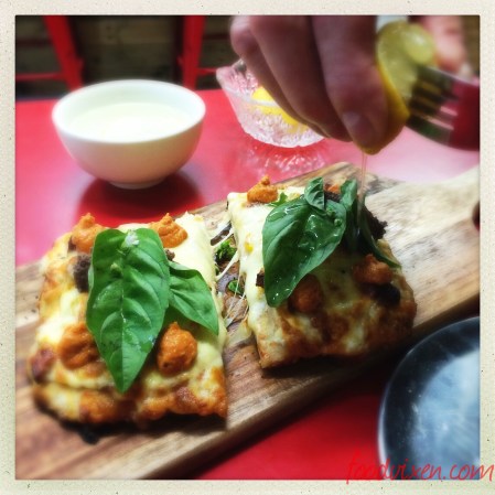 Smoked Reef Fish Escabeche, South Australian Mussels, Chorizo, Olive Tapenade, Romesco Sauce and Basil, served with Charred Lemon